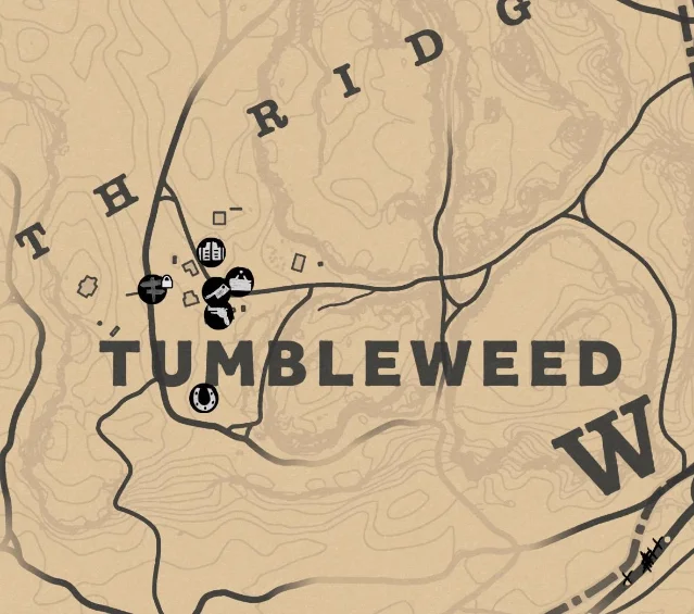 《荒野大镖客:救赎2》地图上的 Tumbleweed