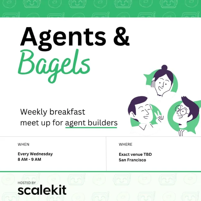 Bagel and AI/tech motif illustration — Agents & Bagels event cover