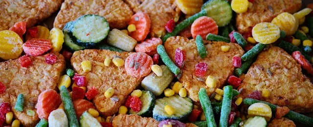 Frozen vegetables in a colorful close-up