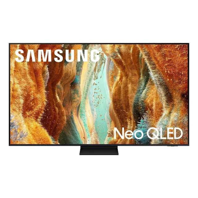 A 65-inch Samsung Neo QLED television on a stand, photographed against a white background.