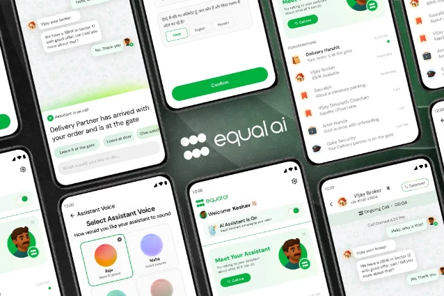 Equal AI call-assistant interface shown on phones