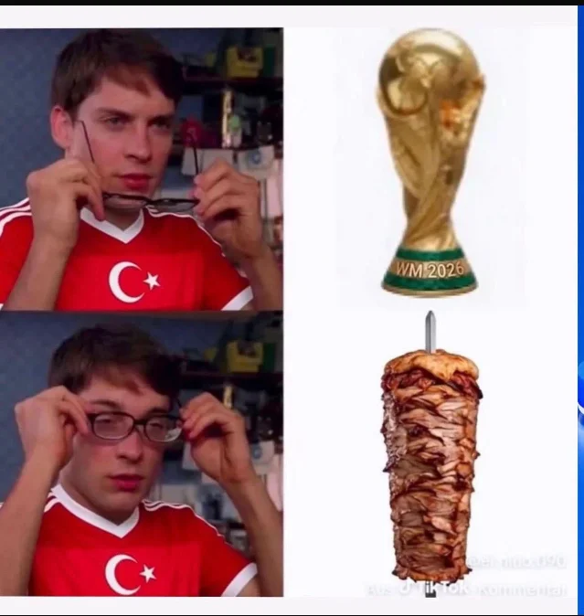Turkish fan squints at the World Cup trophy and sees a doner kebab