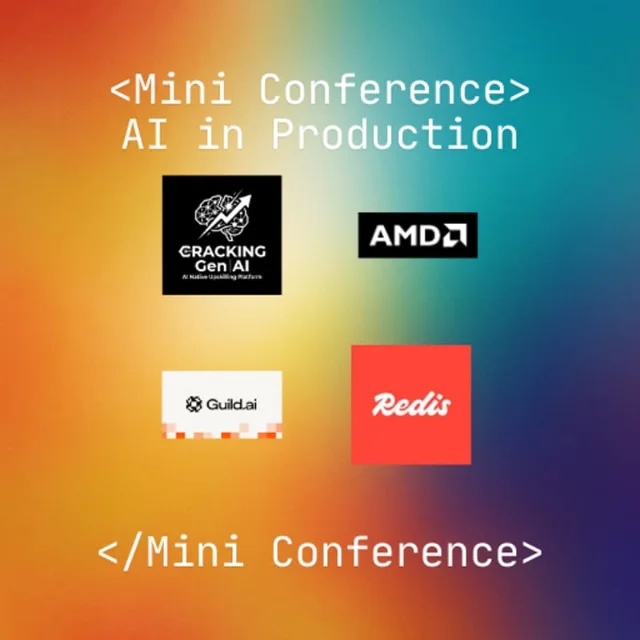 Orange and blue gradient event cover for the AI in Production Mini Conference