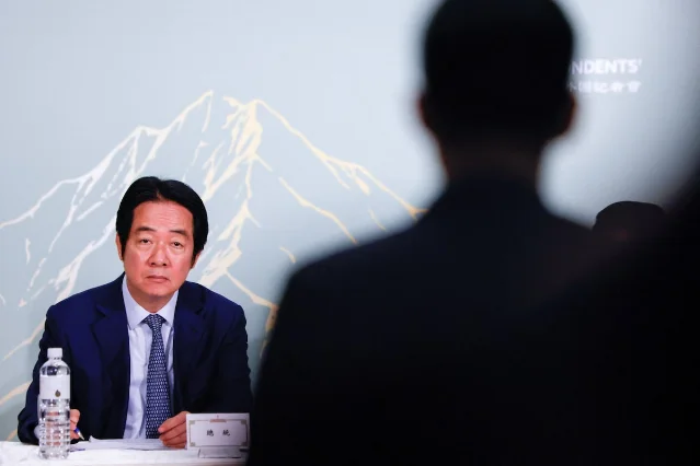 Taiwan President Lai Ching-te at a Taipei press conference