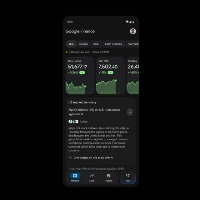 Google Finance Android app screenshot