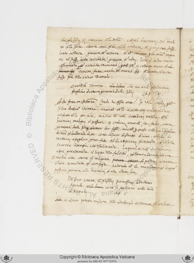 Folio 66v of Ott.lat.2912: the final folio, with chapter headings and corrections visible