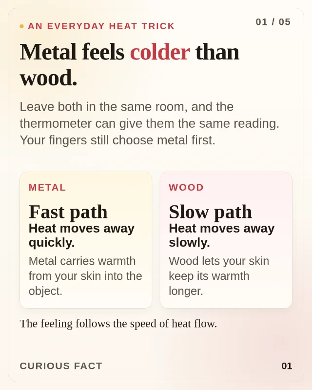 Metal feels colder than wood - even at the same temperature
