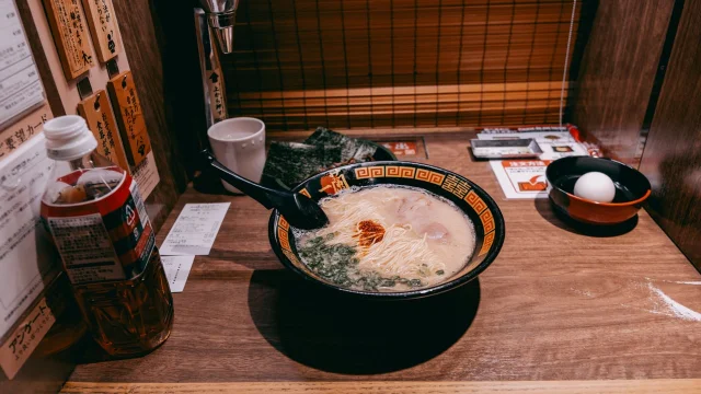 Ramen bowl in a Tokyo booth