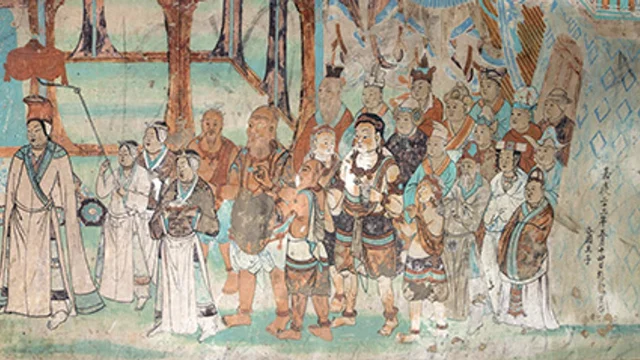 东壁维摩诘经变人物局部,敦煌研究院官方原图局部裁切