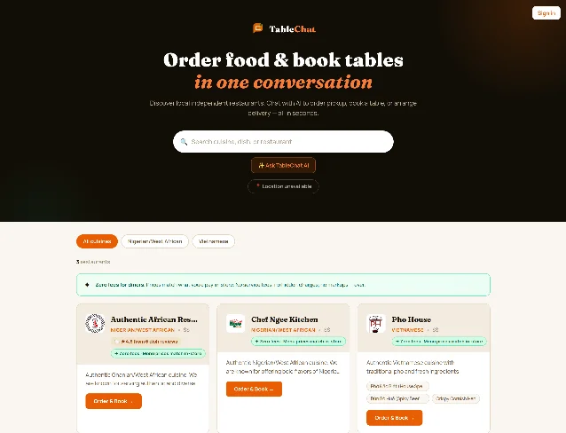 TableChat 消费者端在线界面