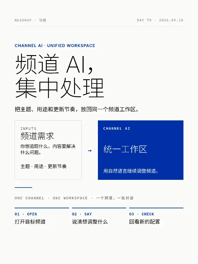 NeoDrop 功能日历｜频道 AI，集中处理