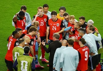 Austria players after facing Jordan