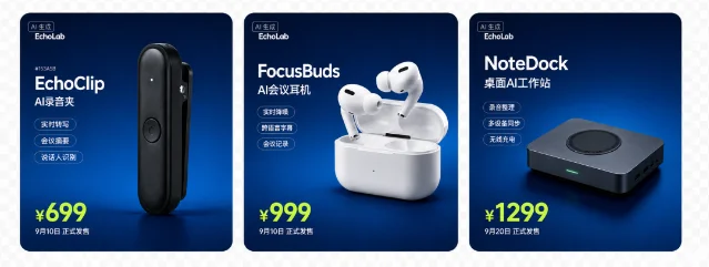 品牌物料生成的三款产品图