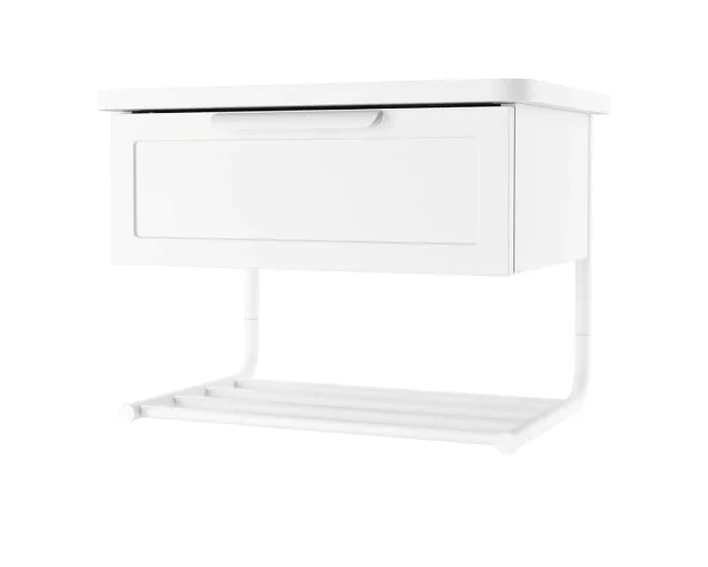 GRÅFJÄLLET wall-mounted bedside table — shelf and flip-down drawer