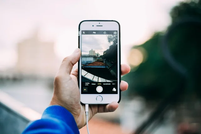 A phone being used to take a photo