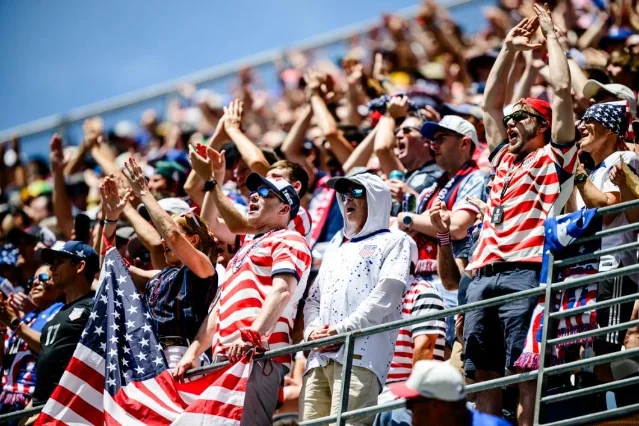 Fans react during USA-Australia at Seattle Stadium