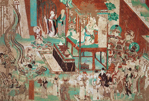 莫高窟第159窟东壁维摩诘经变相关壁画局部,敦煌研究院官方图