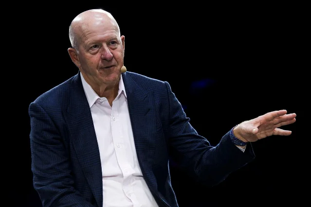 David Solomon speaking at a 2025 event in Italy