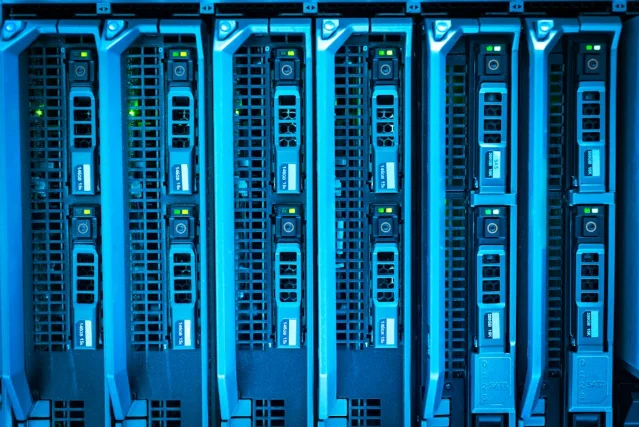 Illuminated server racks in a modern data center