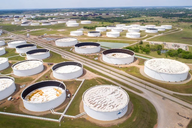 Crude oil storage tanks at Cushing, Oklahoma