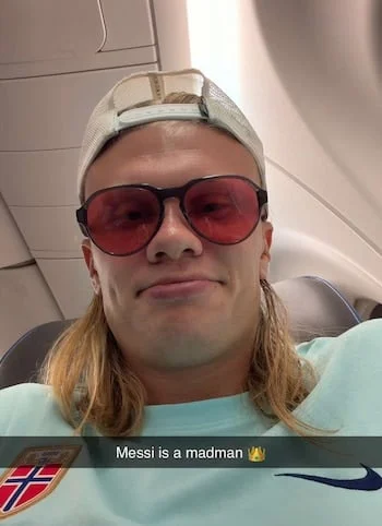 Haaland's Snapchat post about Messi