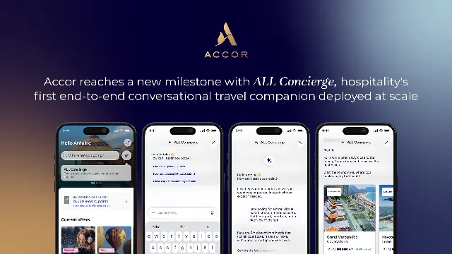 ALL Concierge 官方主视觉:四台手机展示会话流程