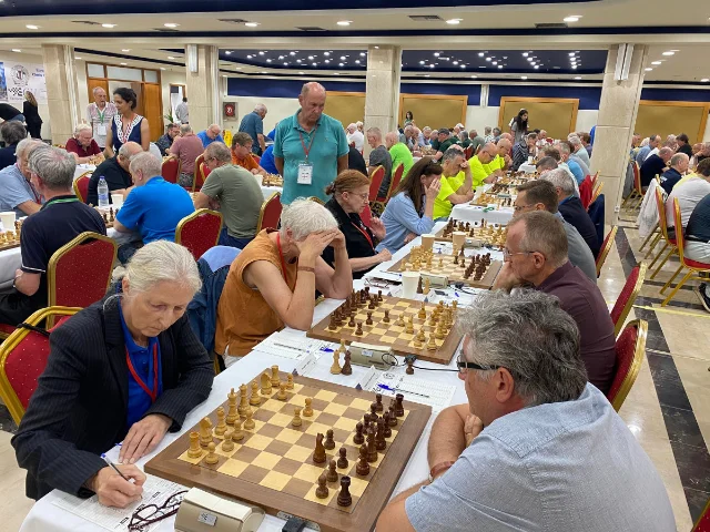 Players in the European Senior Team Championship in Hersonissos, Crete