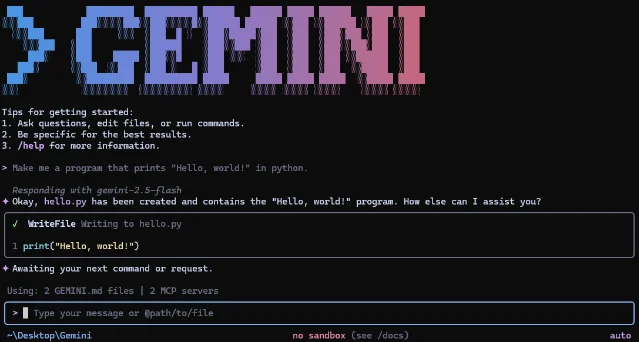 Gemini CLI 终端截图