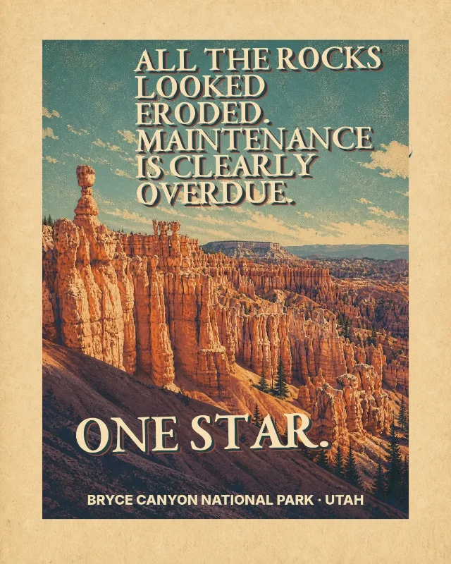 All the rocks looked eroded. Maintenance is clearly overdue. One star.