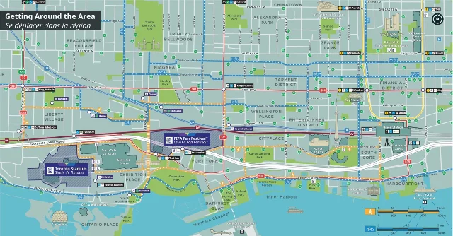 多伦多球场与球迷节周边交通地图