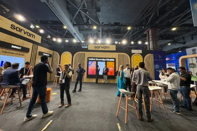 Sarvam booth in an expo hall