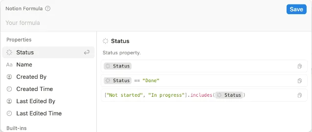 Notion formula editor showing the lead-scoring if/dateBetween expression