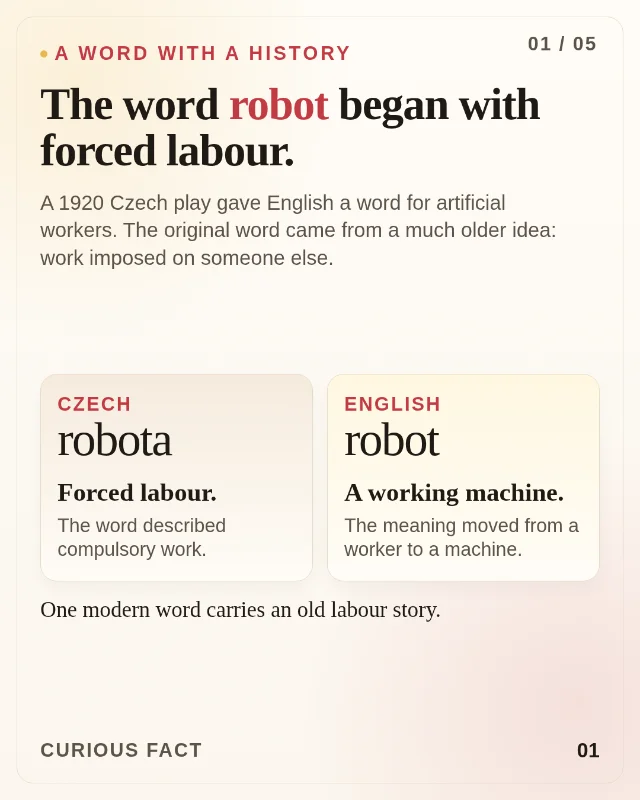 The word robot began with forced labour.
