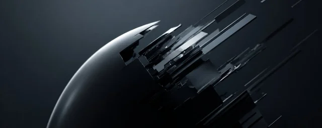 Abstract cover image for Reid Hoffman's essay on cyber warfare: a fractured dark defensive wall under a stream of light