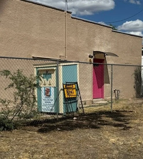 Dry lot near the Lending Shed donation kiosk
