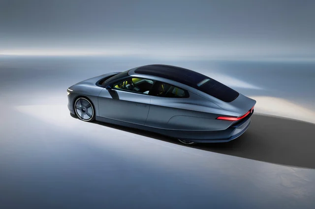 The Volkswagen Mission Efficiency photographed in profile, showing its teardrop roofline and covered rear wheels
