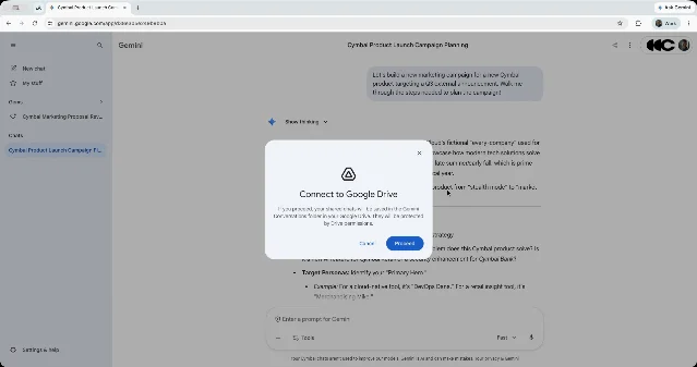 Gemini 对话分享到 Google Drive 的功能截图