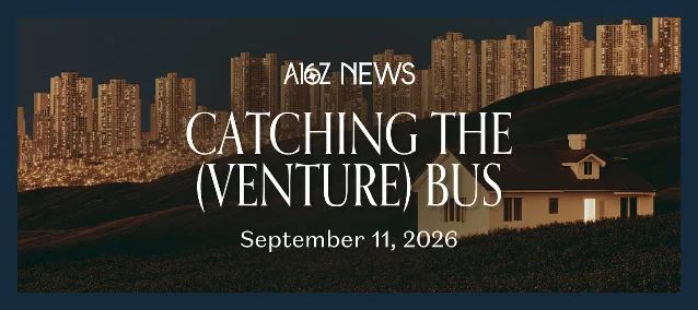 a16z 官方文章题图展示暗夜城市天际线与山间房屋