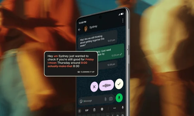 Wispr Flow Android 界面展示语音输入后的文字清理