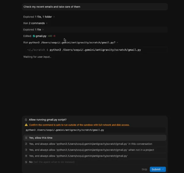 Generic approval prompt showing only a script path and name