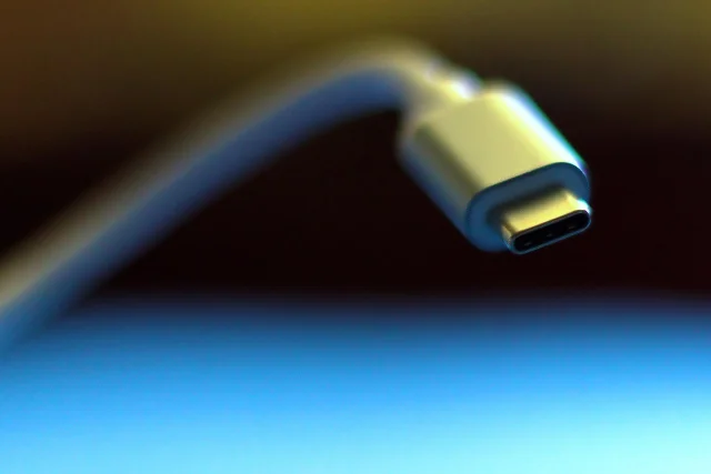 Close-up of a USB-C charging connector