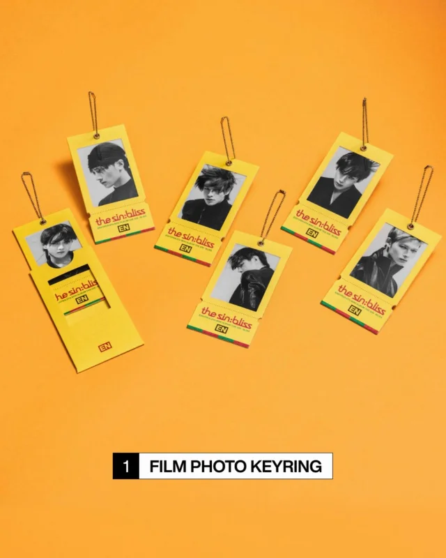 Yellow film photo keyrings shown in the official merch preview