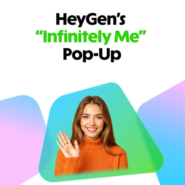Pink and purple gradient event branding for HeyGen's Infinitely Me pop-up
