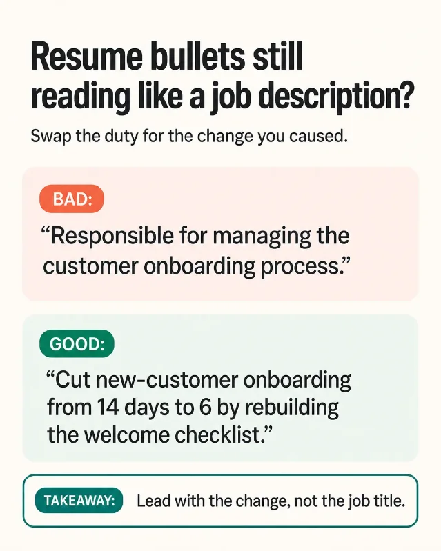 Resume bullets: duties vs. results