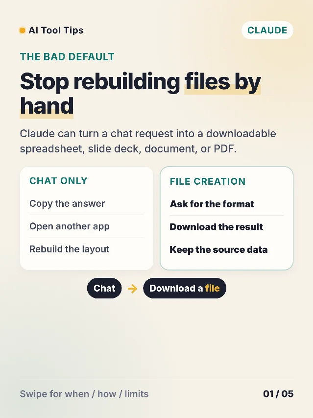 Claude file creation: stop rebuilding office files by hand