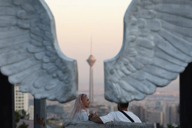 Tehran street scene, Milad Tower visible
