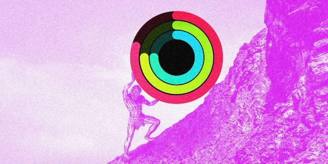 西西弗斯推着圆形图表上坡的插画
