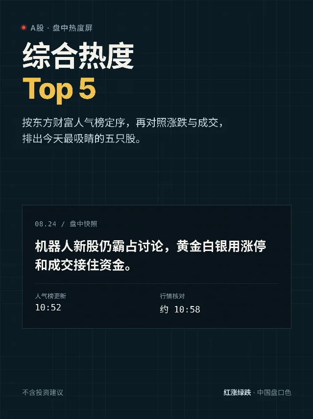 A股综合热度 Top 5｜8月24日