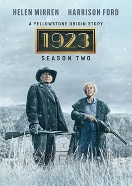 A married couple in winter clothing stands on a snowy ranch holding rifles in the season's DVD cover image