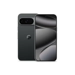 Google Pixel 10 Pro smartphone in Hazel colorway, front and back view